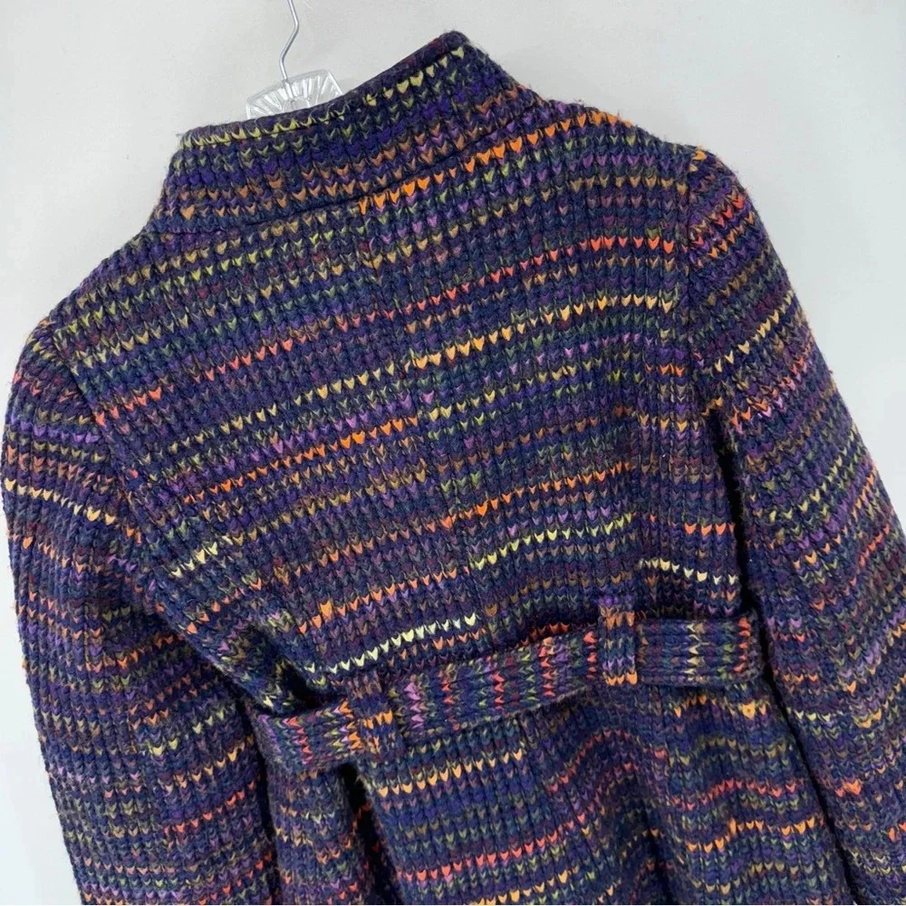 Beth Bowley Anthropologie Womens Knitted Coat Sz 10 Wool Purple Hippie Casual - Picture 4 of 14